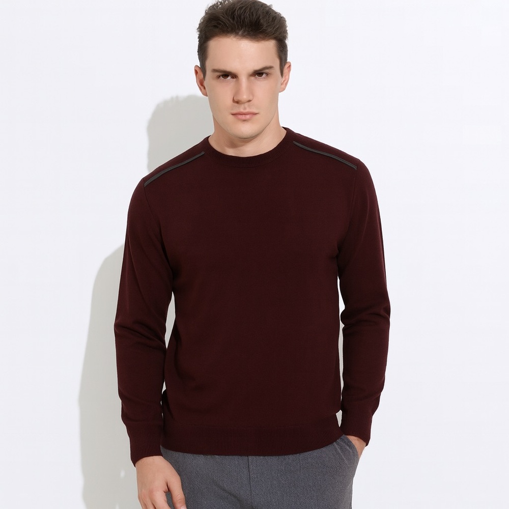 John Varvatos Sweater Mens large burgundy Long Sleeve Pullover Shirt Luxe